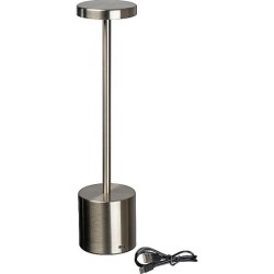 Tischlampe aus Edelstahl mit Akku  - Silbergrau