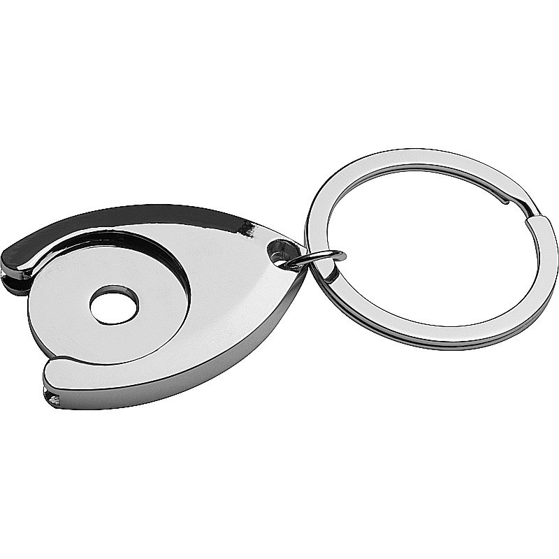 Metall Schlüsselanhänger mit Einkaufschip - Silbergrau