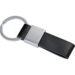 Schlüsselanhänger mit Kunstleder Bändchen - Silbergrau