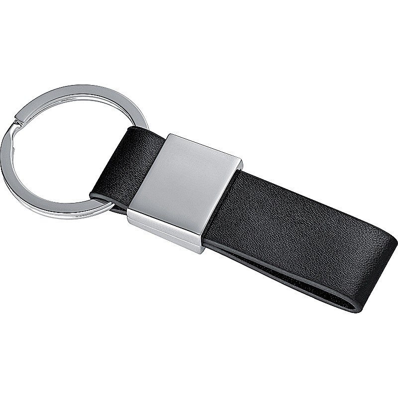 Schlüsselanhänger mit Kunstleder Bändchen - Silbergrau