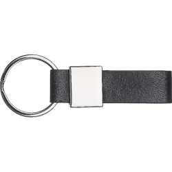 Schlüsselanhänger mit Kunstleder Bändchen - Silbergrau