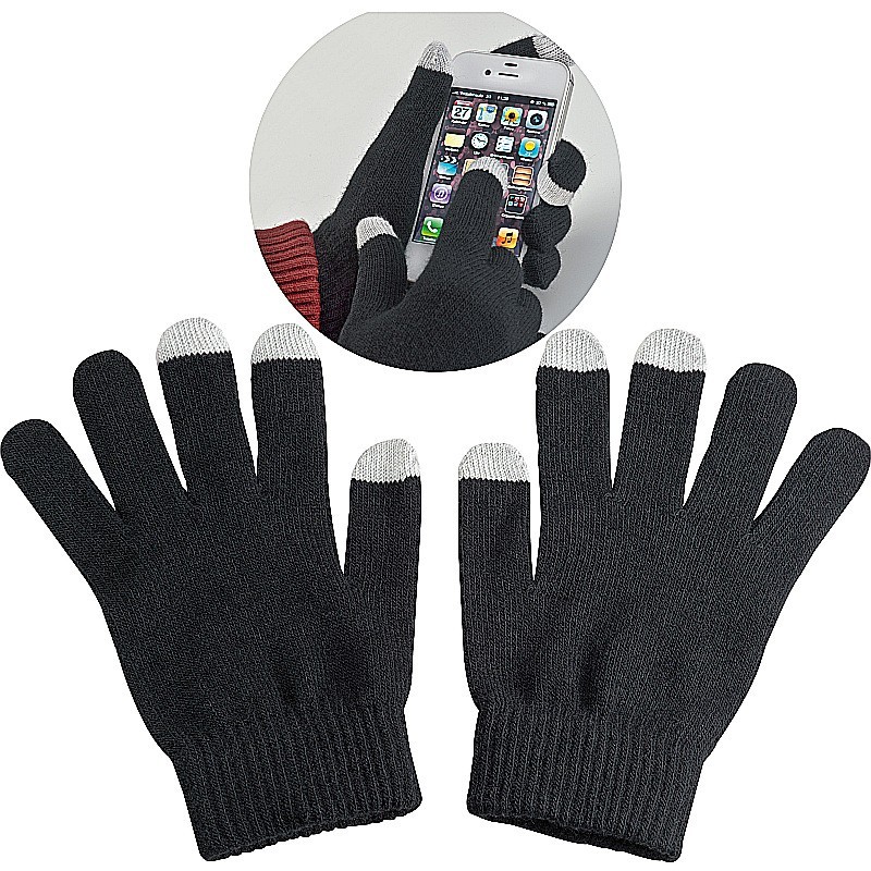 Handschuhe aus Acryl mit 2 Touch-Spitzen - Schwarz