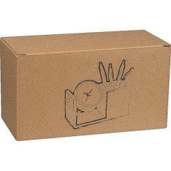 Stifteköcher aus Bambus mit analoger Uhr - Beige