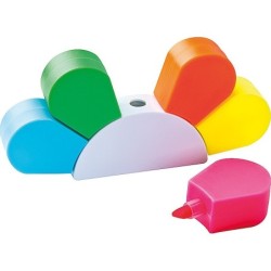 Textmarkerblume mit 5 farbigen Textmarkern - Weiß