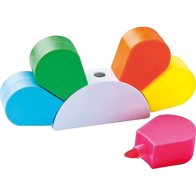 Textmarkerblume mit 5 farbigen Textmarkern - Weiß