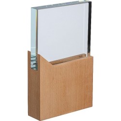 Trophäe mit Holzsockel - Beige