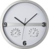 Wanduhr mit Hygro- und Thermometer halbes Display - Silbergrau