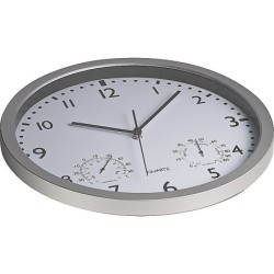 Wanduhr mit Hygro- und Thermometer - Weiß
