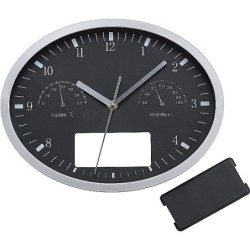 Wanduhr mit Hygro- und Thermometer - Schwarz