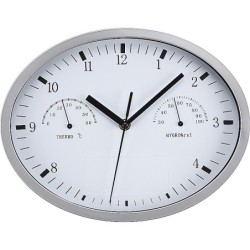 Wanduhr mit Hygro- und Thermometer - Weiß