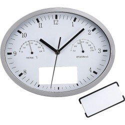 Wanduhr mit Hygro- und Thermometer - Weiß