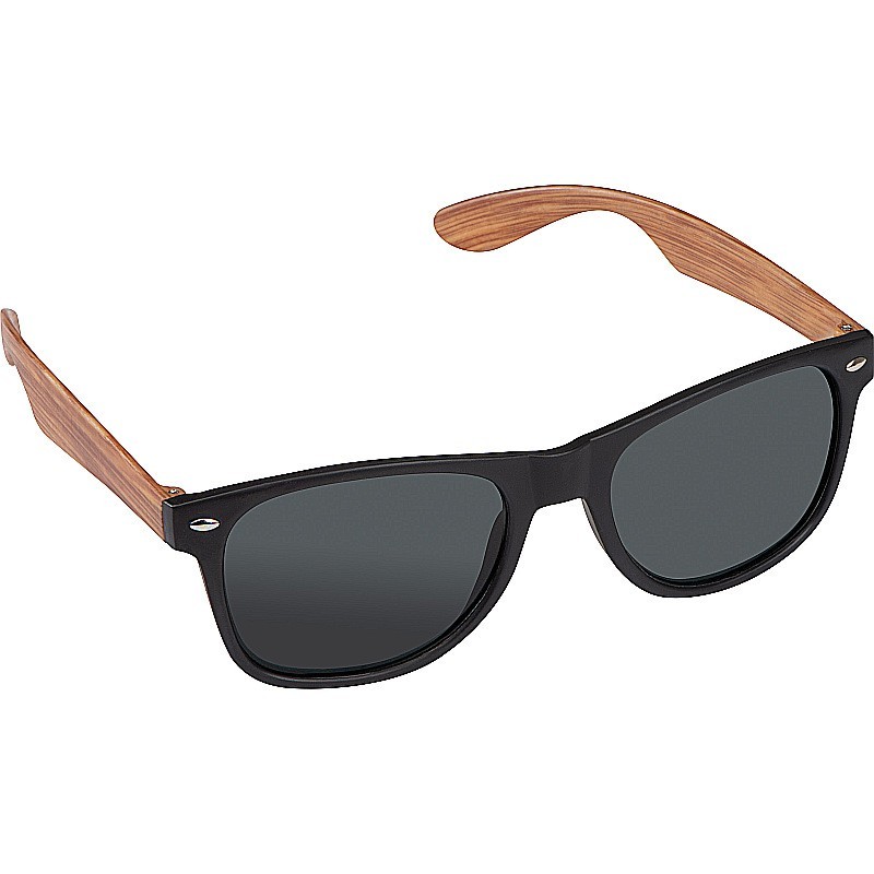 Sonnenbrille mit Bügeln in Bambusoptik UV 400 Schutz - Beige