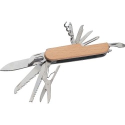 Taschenmesser aus Edelstahl mit Holzummantelung - Beige