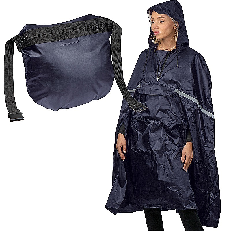 Regenponcho in Gürteltasche  - Dunkelblau