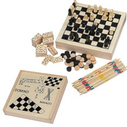 Spieleset in einer Holzbox - Beige
