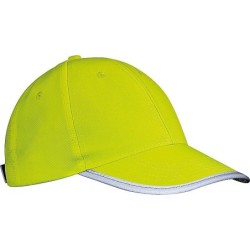 AZO freie 6 Panel Baseballcap für Erwachsene aus Polyester mit reflektierender Borte - Gelb