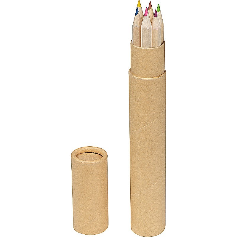 7 lange Holz Buntstifte im Pappköcher - Braun