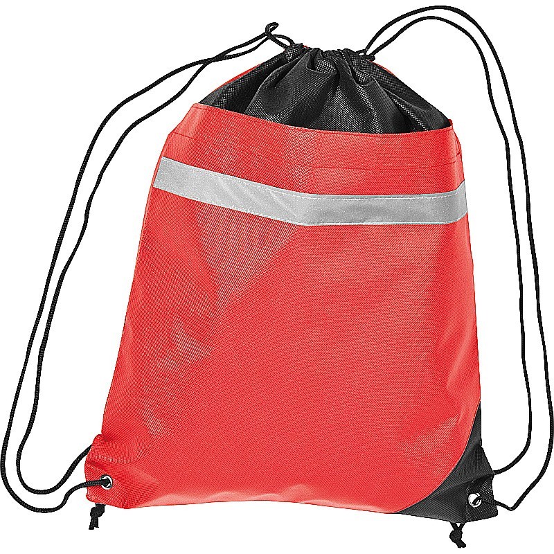 Non Woven Gymbag mit reflektierendem Streifen - Rot
