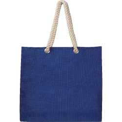 Jutetasche mit Kordelgriffen - Blau