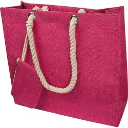 Jutetasche mit Kordelgriffen - Pink