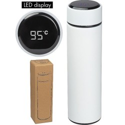 Edelstahlflasche mit LED Temperaturanzeige 450ml - Weiß