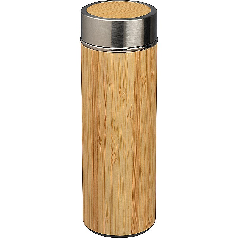 Edelstahlbecher mit Bambussummantelung und Teesieb 350ml - Beige