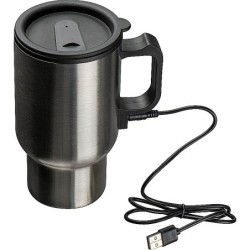Warmhaltebecher mit USB Anschluss - Silbergrau
