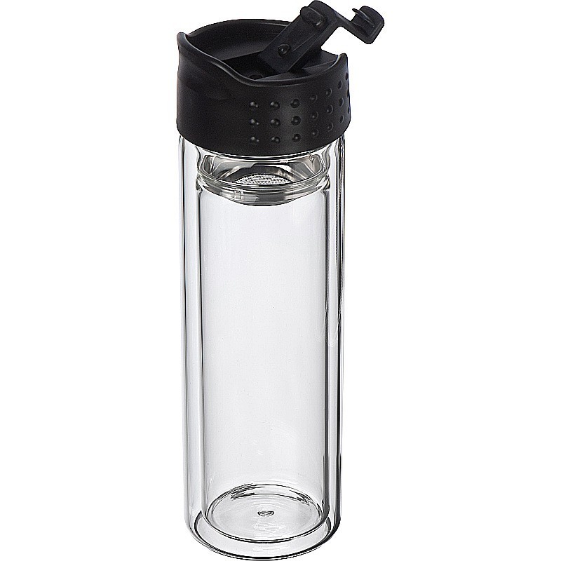 Borosilikat Glasflasche mit Teesieb 400 ml - Transparent