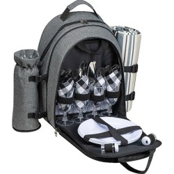 Picknickrucksack für 4 Personen mit Picknickdecke - Anthrazit