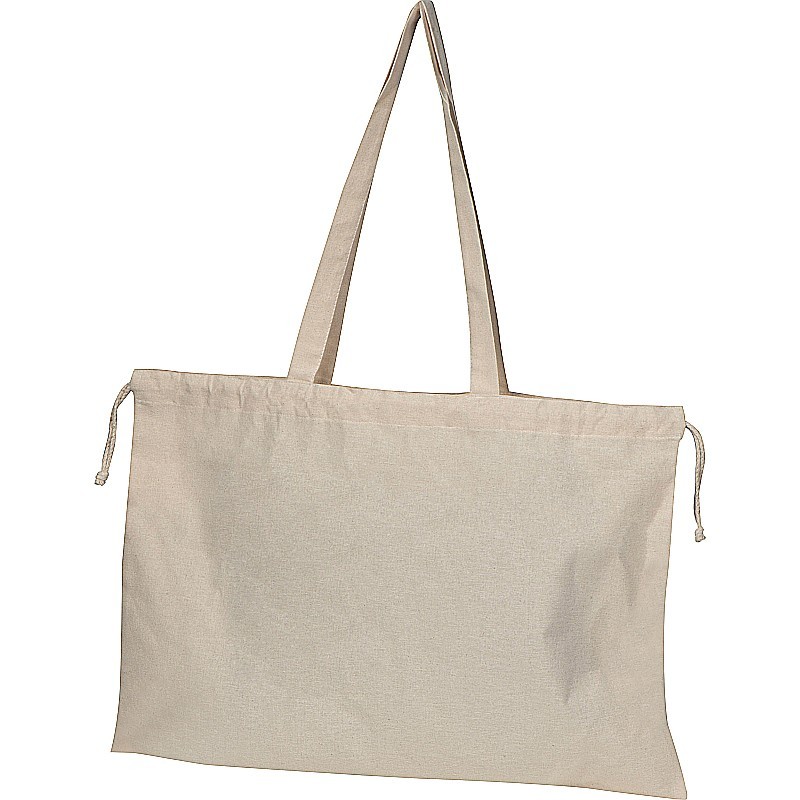Bio Baumwolltasche (GOTS) mit Verschluss  - Beige