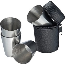 4 Schnapspinnchen aus Edelstahl - Schwarz