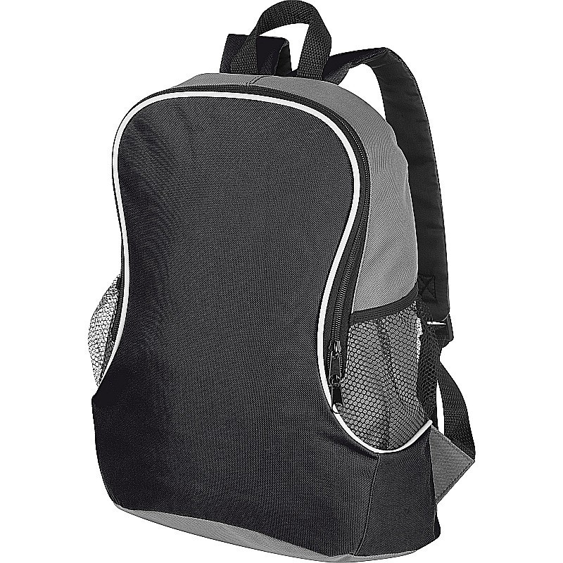 Rucksack mit Seitenfächern aus Polyester - Schwarz