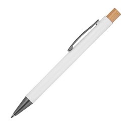 Kugelschreiber aus recyceltem Aluminium mit Bambusdrücker