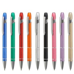 50 Stück Kugelschreiber mit geriffeltem Griff aus Metall - 160127