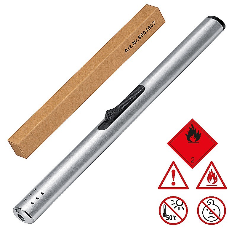 Stabfeuerzeug aus Metall - Silbergrau